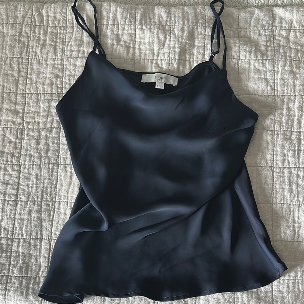 LOFT Navy Silk Camisole Top